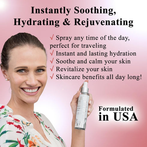 Organic Hydrating Toner for Face - Anti-Aging Rose Water, Witch Hazel & Aloe Vera Facial Mist