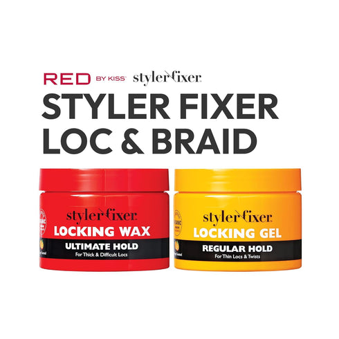 Red by Kiss Hold Locking Gel - Ultimate Hold for Thin Locs & Twists, Non-Frizz, Non-Flaking, Enriched with Castor Oil