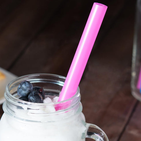 100 Extra Large Plastic Bubble Tea Smoothie Straws, 1/2" Wide x 8 1/2" Long Boba Straws