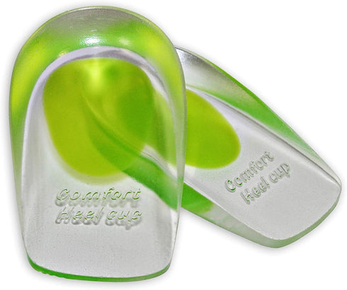 2 Pack KidSole Shock Absorbing Lightweight Gel Heel Cups for Kids with Sensitive Heels, Green Size 2-6