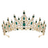 SWEETV Green Gold Tiara Crown - Crystal Hair Accessories for Women & Girls, Queen Crown for Quinceanera, Prom