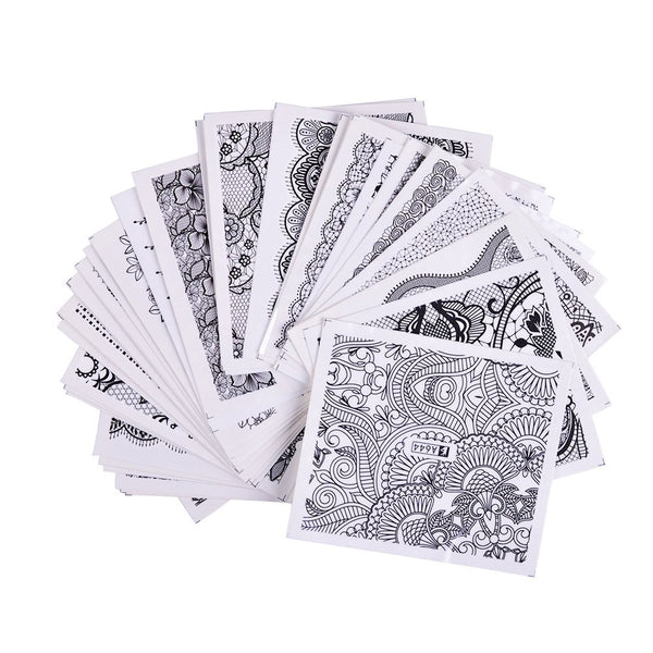 Valuu Black Lace Flower Nail Art Stickers, 40 Sheets Water Transfer Decals for DIY Manicure Tips