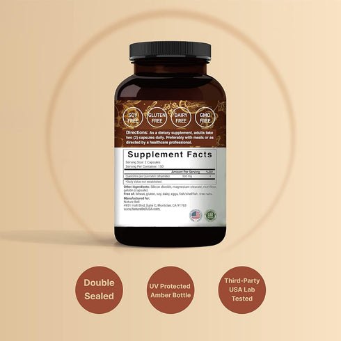 NatureBell Quercetin 500mg Per Serving | 300 Capsules, Ultra Strength Quercetin Supplement | Bioflavonoids for Healthy Immune Support, Third Party Tested, Non-GMO & No Gluten