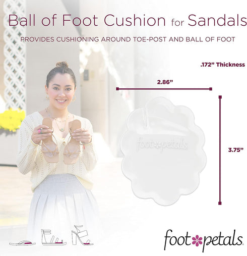 Foot Petals Ball of Foot Cushions, Long Lasting Pain Relief, Women's High Heel Insert 1 Pair, Gel with Toe Post