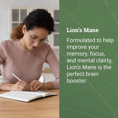 Organic Lions Mane Supplement 1000mg - 120 Capsules, 2-Month Supply for Focus, Memory & Nootropics Brain Support