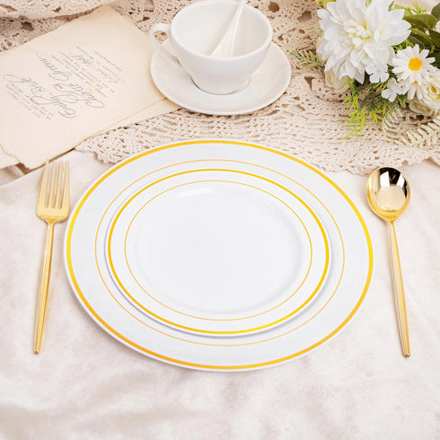 SUT 100 Pcs Gold Plastic Silverware, Disposable Forks and Spoons for Parties and Weddings