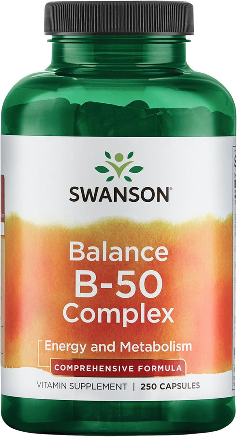 Swanson B-50 B-Complex, High Potency & Bioavailability, 250 Capsules for Immune System Support