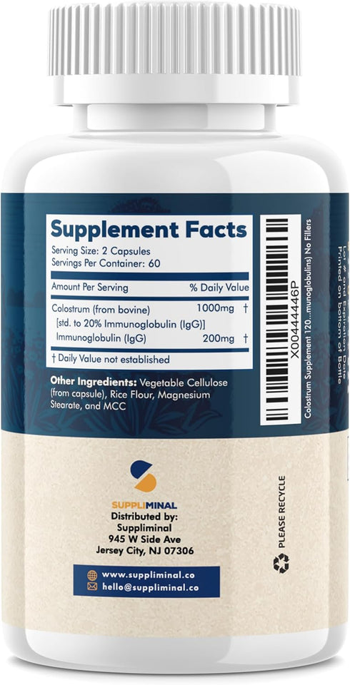 Colostrum Supplement | 2 Month Supply | Grass Fed Bovine Colostrum Powder Capsules