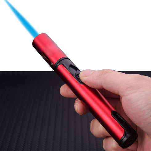 PROMISE Torch Lighters - Refillable Butane Lighters with Single Jet Flame for Candle Grill BBQ Camping (Black & Red)