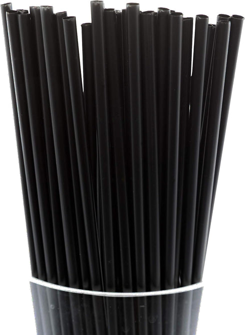 Made in USA Pack of 250 Unwrapped BPA-Free Plastic Drinking Straws, Black, 18" X 0.21"