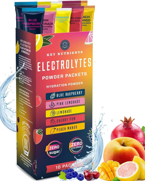 KEY NUTRIENTS Multivitamin Electrolytes Powder - No Sugar - 5 Delicious Flavors - Endurance & Energy Supplement