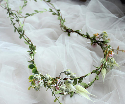 Trepveter Flower Vine Crown, Bridal Floral Headband Hair Wreath for Cosplay and Wedding Photo Props