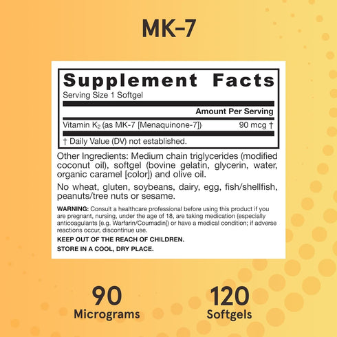 MK-7 90 K2-120 K2 MK-7 Jarrow Formulas mcg - Bioactive Form of Vitamin Servings (Softgels) - for Bone & Cardiovascular