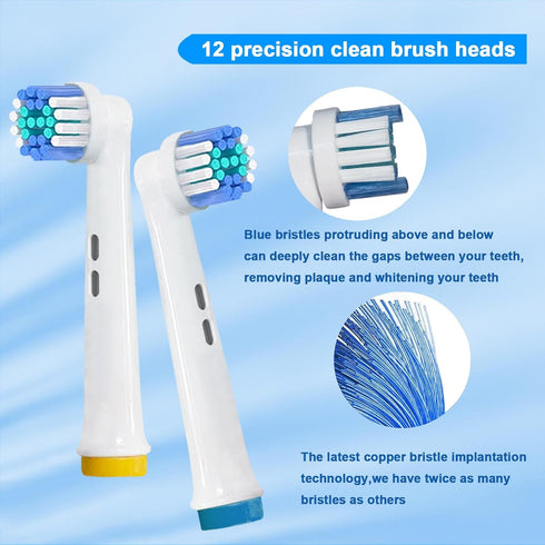 12 Pack Soft Replacement Heads for Oral B Electric Toothbrush, Deep and Precise Cleaning for Oral B Braun
