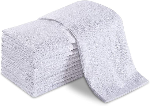 Universal Cleaning Towels - White Bulk 36 Pack, 16” X 19” 100% Cotton Fully Bordered Commercial Grade Terry Weave Cloth