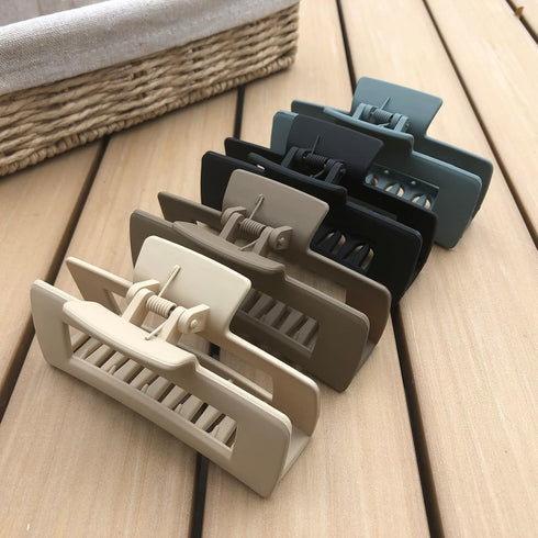 Rectangle Hair Claw Clips Large 4 Inch Matte Square Clear No Slip Big Jaw Clip, Multi-Colored for Thick Hair Women, 6