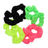 Set of 8 Neon Color Solid Scrunchies - Hair Scrunchy in Pink, Yellow, Green, Black