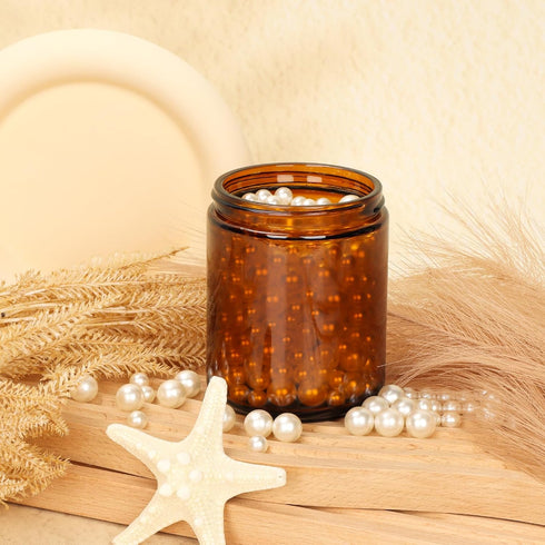 Keketin 8 oz Amber Glass Jars, 16 Pack Empty Cosmetic Containers with Black Lids, Refillable Round Cream Jars for Travel