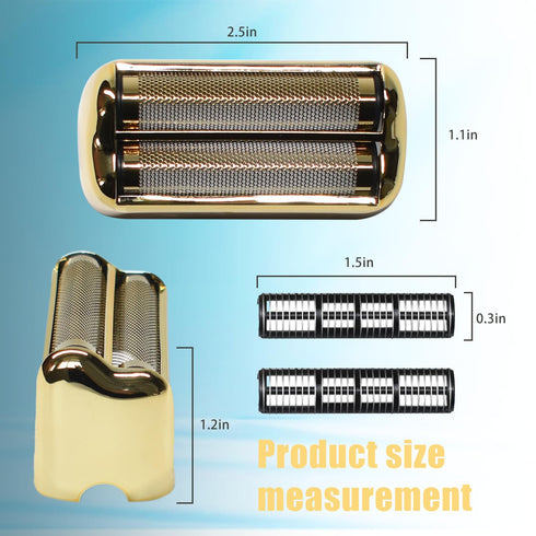 Replacement Foil and Cutter for BaBylissPRO Barberology Electric Shaver, Double Foil Shaver Replacement Head (Golden)