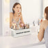 Suli Large White Makeup Brush Holder Organizer, Wooden Cosmetic Brushes Storage with 3 Slots