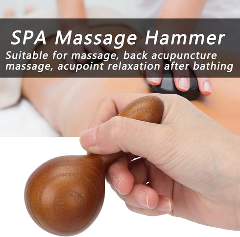 TMISHION Hammer Hammer Wooden Handheld Massage, Portable Essential Oil Massage Teakwood Beauty Massage Wood Therapy
