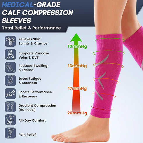 Lycheers Calf Compression Sleeve for Women & Men - Footless Compression Socks - Running, Cycling and Travel Essentials