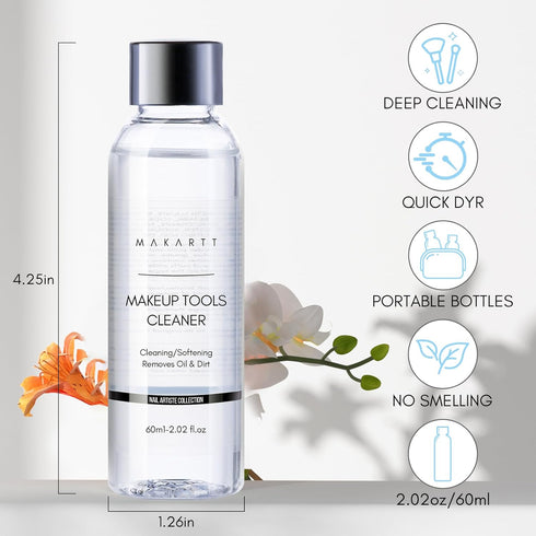 Makartt Makeup Brush Cleaner, Deep Cleaning Solution for Brushes, Sponges, Hypoallergenic, 2.02 fl oz