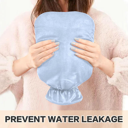 SyXIOP 2L Light Blue hot-Water Bottle with Soft Cover, Warm Water Bottle for Bed for Menstrual Cramps, Menstrual