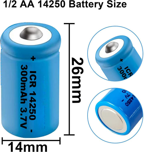 8 Pack Rechargeable 14250 Battery 3.7V, Lithium Batteries Can Replace 3.6 Volt LS 14250, ER14250, CR14250 for Laser