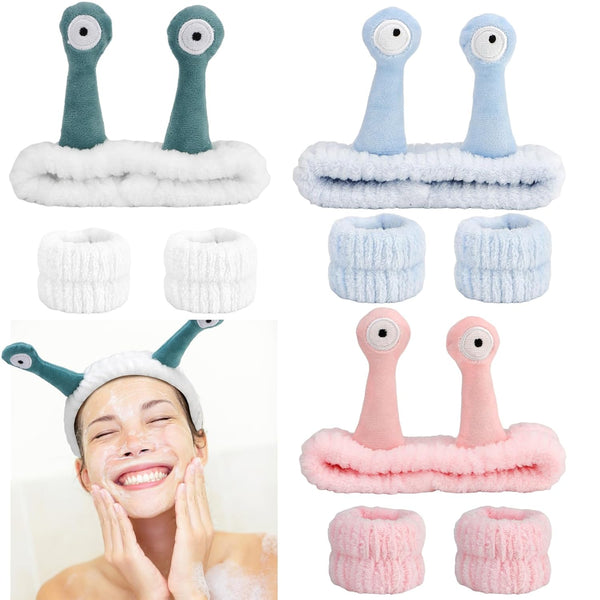 Canitor Snail Spa Headband Wrist Bands for Washing Face, Cute Animal Hair Band for Skincare, Funny Gifts
