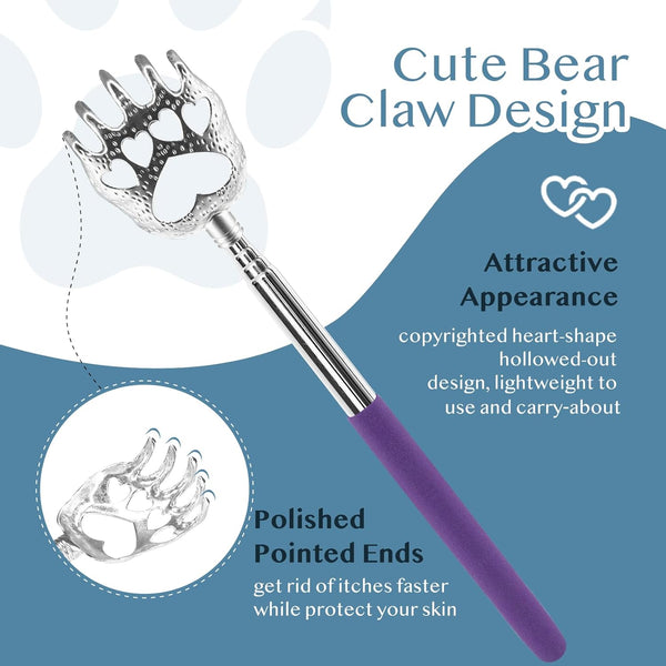 (4-Pack) Portable Extendable Telescopic Bear Claws Back Scratchers/Hand Massager with Rubber Handles