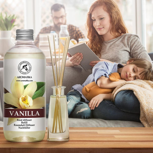 Vanilla Diffuser Refill with Natural Essential Vanilla Oil - 17 Fl Oz - Fresh & Long Lasting Fragrance for Aromatherapy
