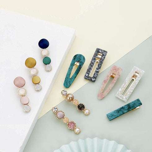 Mehayi 20 PCS Macaron Pearl Acrylic Resin Fashion Hair Clips Set, Cute Hair Barrettes Bobby Pins, Boho Fancy Hairpin