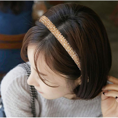 Ruihfas Fashion Sparkle 4 Rows Crystal Rhinestone Headbands, Beaded Hair Hoop Band (Black)