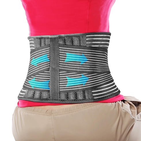 FESAS Breathable Back Brace with Lumbar Pad, Support Belt for Lower Back Pain Relief, Suitable for Women & Men, Ideal