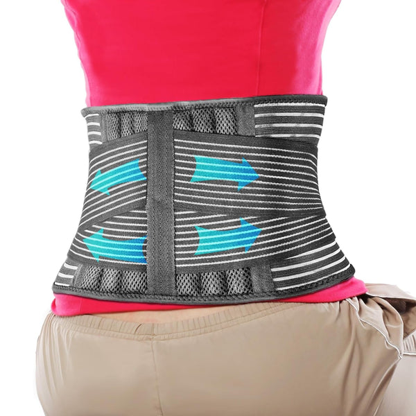 FESAS Breathable Back Brace with Lumbar Pad, Support Belt for Lower Back Pain Relief, Suitable for Women & Men, Ideal