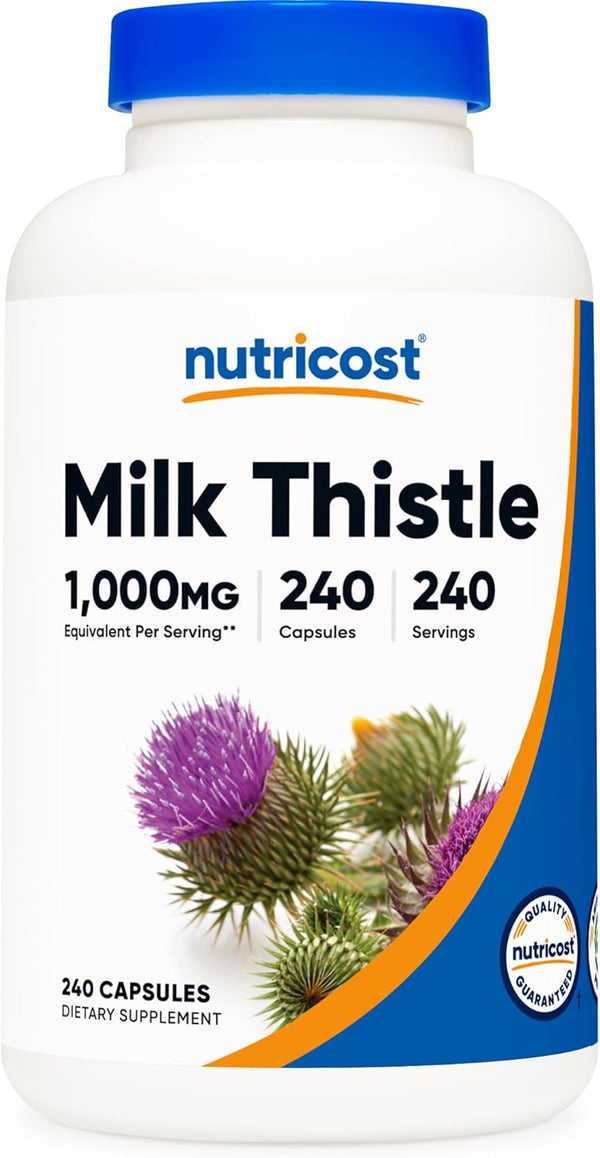 Nutricost Milk Thistle 250mg (1000mg Equivalent), 240 Non-GMO Vegetarian Capsules - 4:1 Extract
