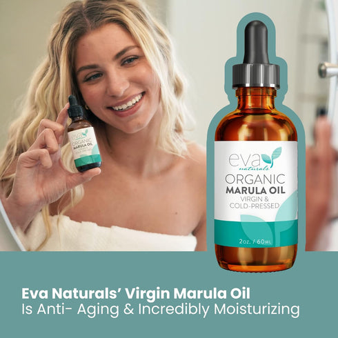 Organic Marula Oil for Face and Hair, 100% Virgin Moisturizing Beauty Oil, 2oz
