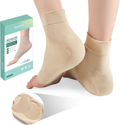 Welnove Achilles Tendonitis Heel Protector Socks, Compression Socks for Bursitis, Tendonitis, Tenderness, Dry Cracked
