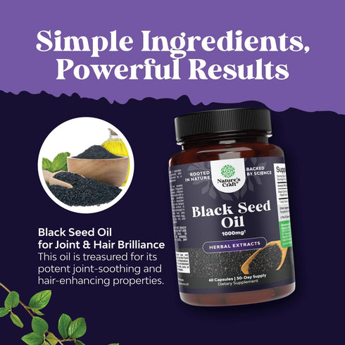 Vegan Black Seed Oil Capsules - Cold Pressed Nigella Sativa with Omega 3 6 9 Antioxidants
