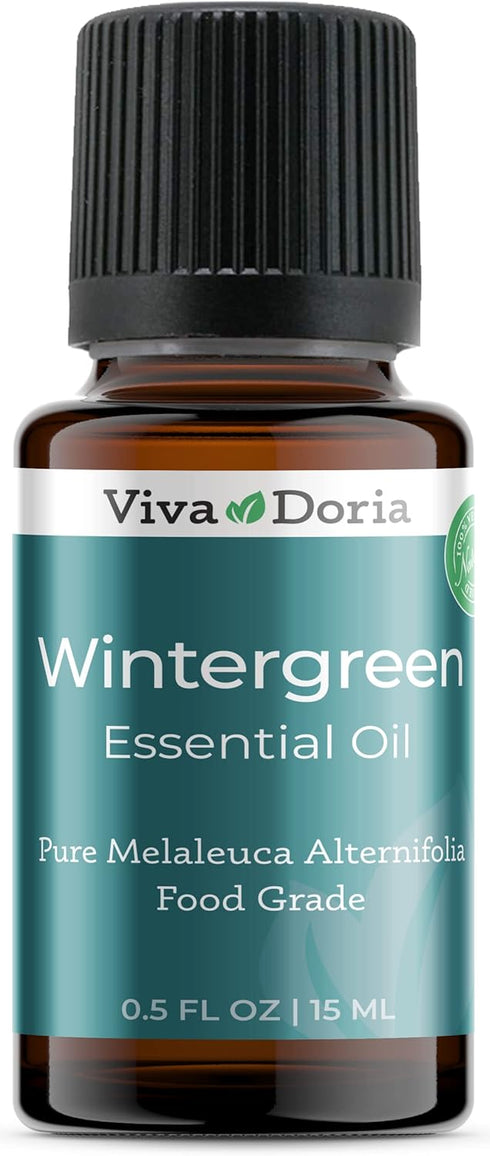 Viva Doria 100% Pure Wintergreen Essential Oil, Undiluted, Food Grade, 15 mL (0.5 Fluid Ounce) for Aromatherapy