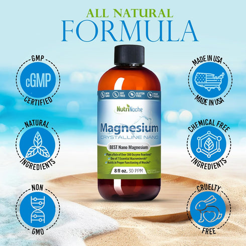 Liquid Magnesium by NutriNoche - 99.99% Ultra Pure Crystalline Nano Drops for Maximum Absorption