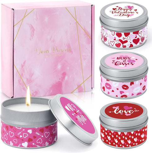 Tuitessine Valentines Day Scented Candle Gift Set, 4 Pack 4.4 oz Aromatherapy