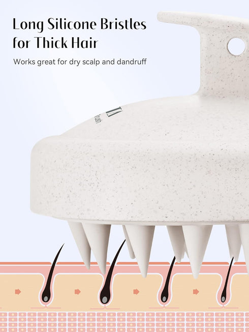 HEETA Scalp Scrubber, Hair Growth Massager with Soft Silicone Bristles, Upgraded Material for Wet Dry Hair Care, Beige