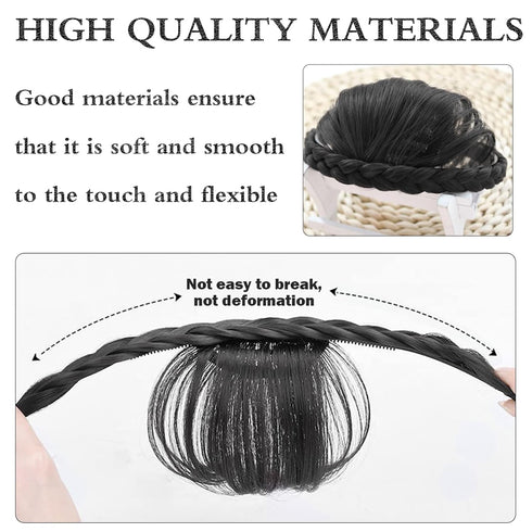 Wig with Bangs and Sideburns, Trendy Braided Headband Hair Accessories for Women, Braid Headband Hair Extensions