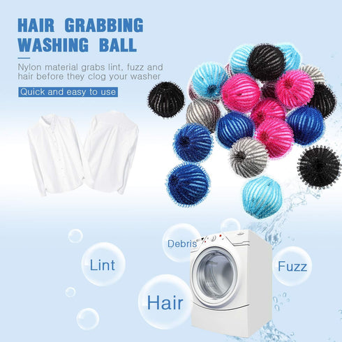 Blulu 24 Pieces Pet Hair Remover for Laundry Dryer Balls, Reusable Washing Machine Hair Catcher, Lint Remover