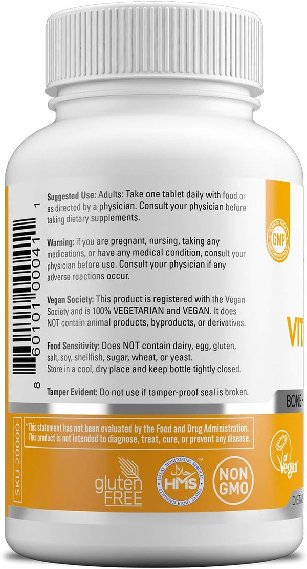 HAYAT Vitamins Vegan Vitamin D2 2400 IU (60 MCG), Dietary Supplement for Bone, Teeth, Muscle and Immune Health Support, 2 Month Supply, All Natural, Certified Halal, 60 Tablets, Made in The USA