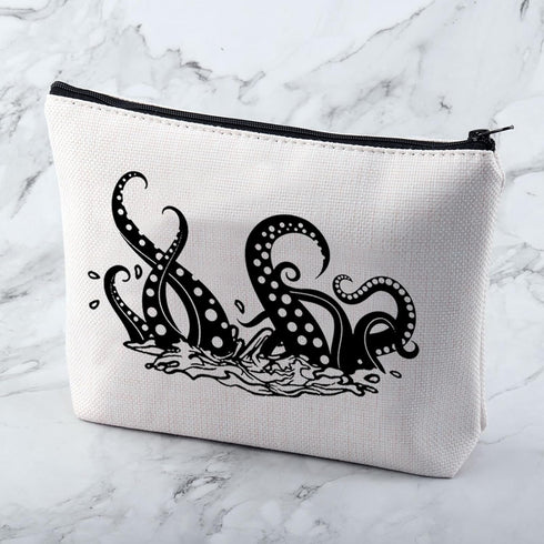Octopus Lover Gift - Tentacle Makeup Bag, Marine Organism Gift for Squid Lovers, Ocean Kraken Mythical Gift