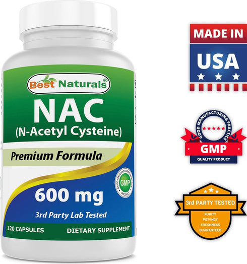 Best Naturals NAC - N Acetyl Cysteine 600 mg 120 Capsules - Powerful Antioxidant