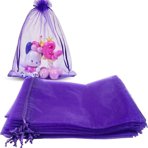 100PCS 6x9 Inches Organza Drawstring Pouches, Jewelry Party Wedding Favor Gift Bags (Purple)